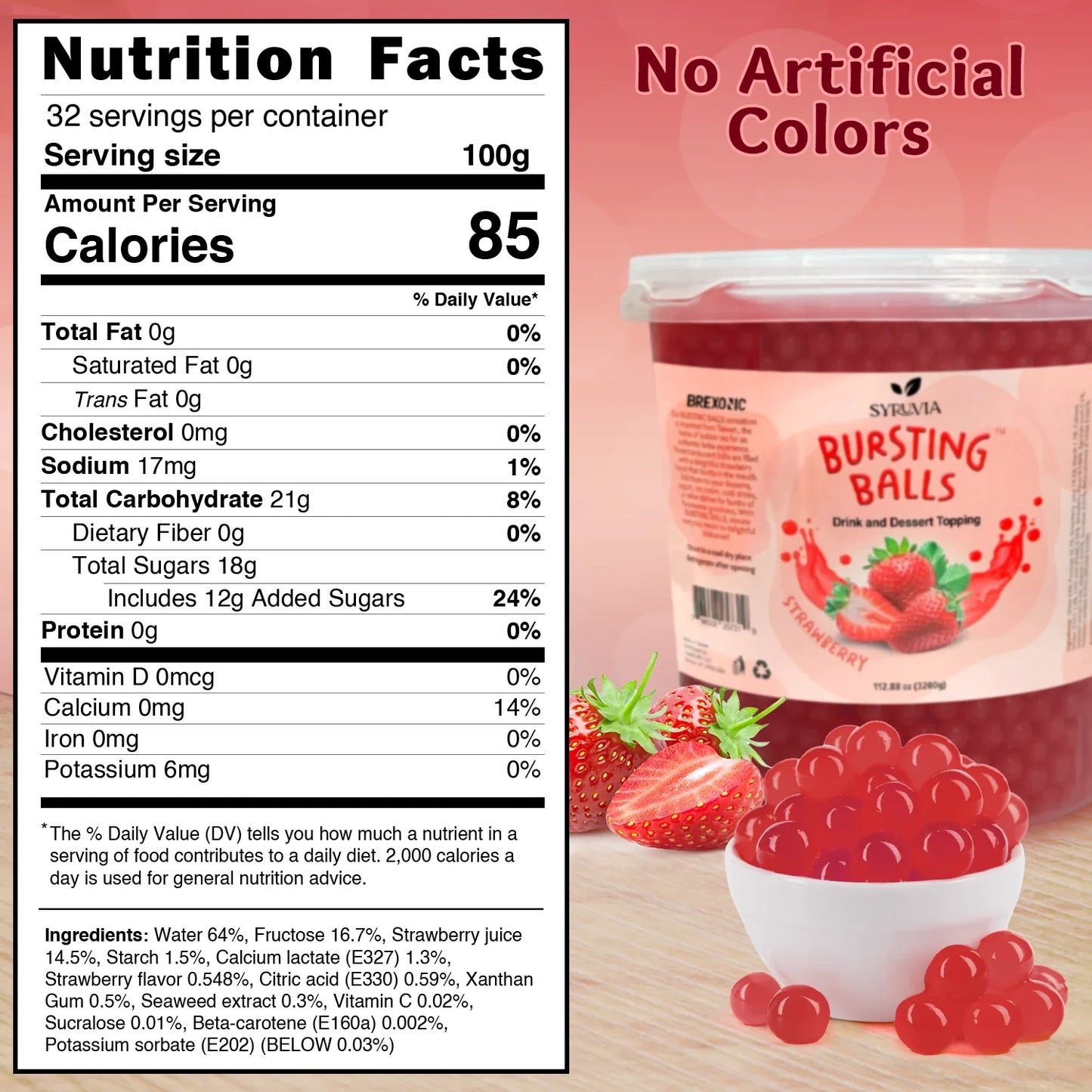 7 LB Strawberry Flavored Popping Boba