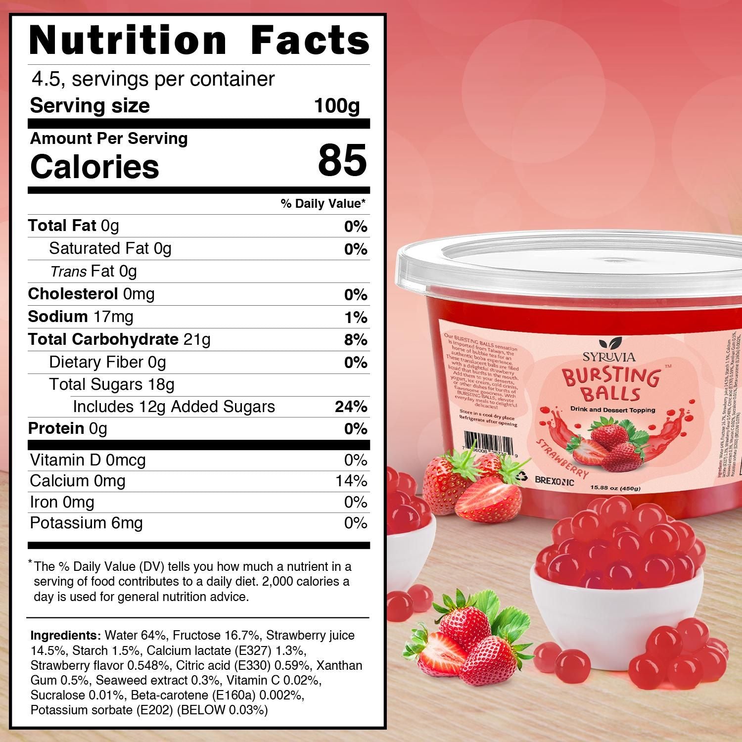 syruvia strawberry popping pearls nutrition facts