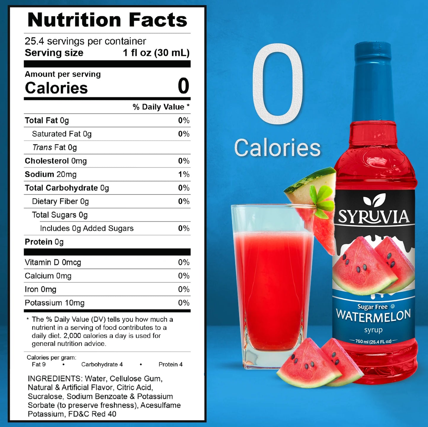 syruvia watermelon syrup sugar free nutrition facts