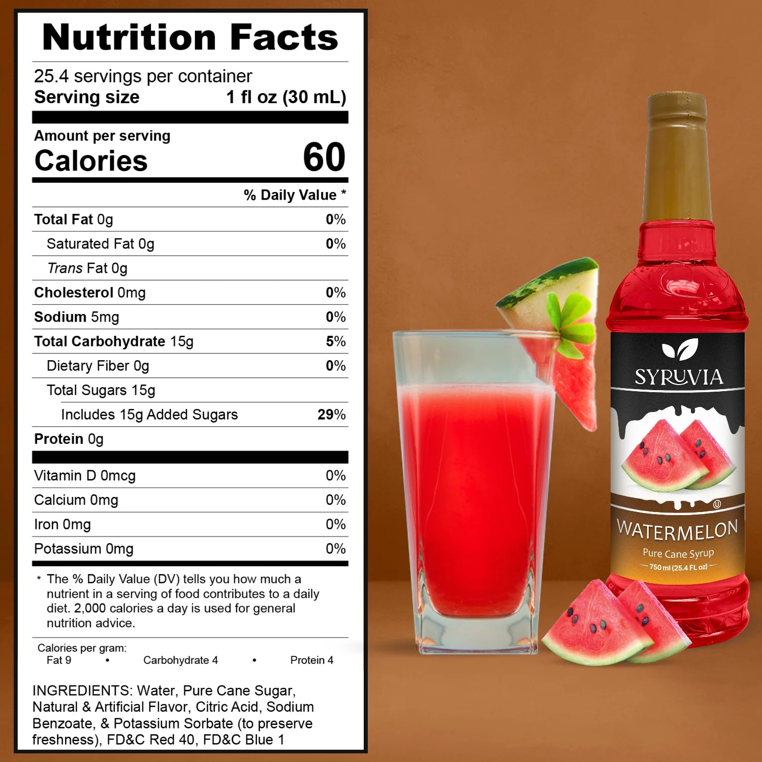 watermelon syrup nutrition facts 