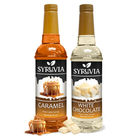 Variety Pack, Caramel, and White Chocolate Syrup