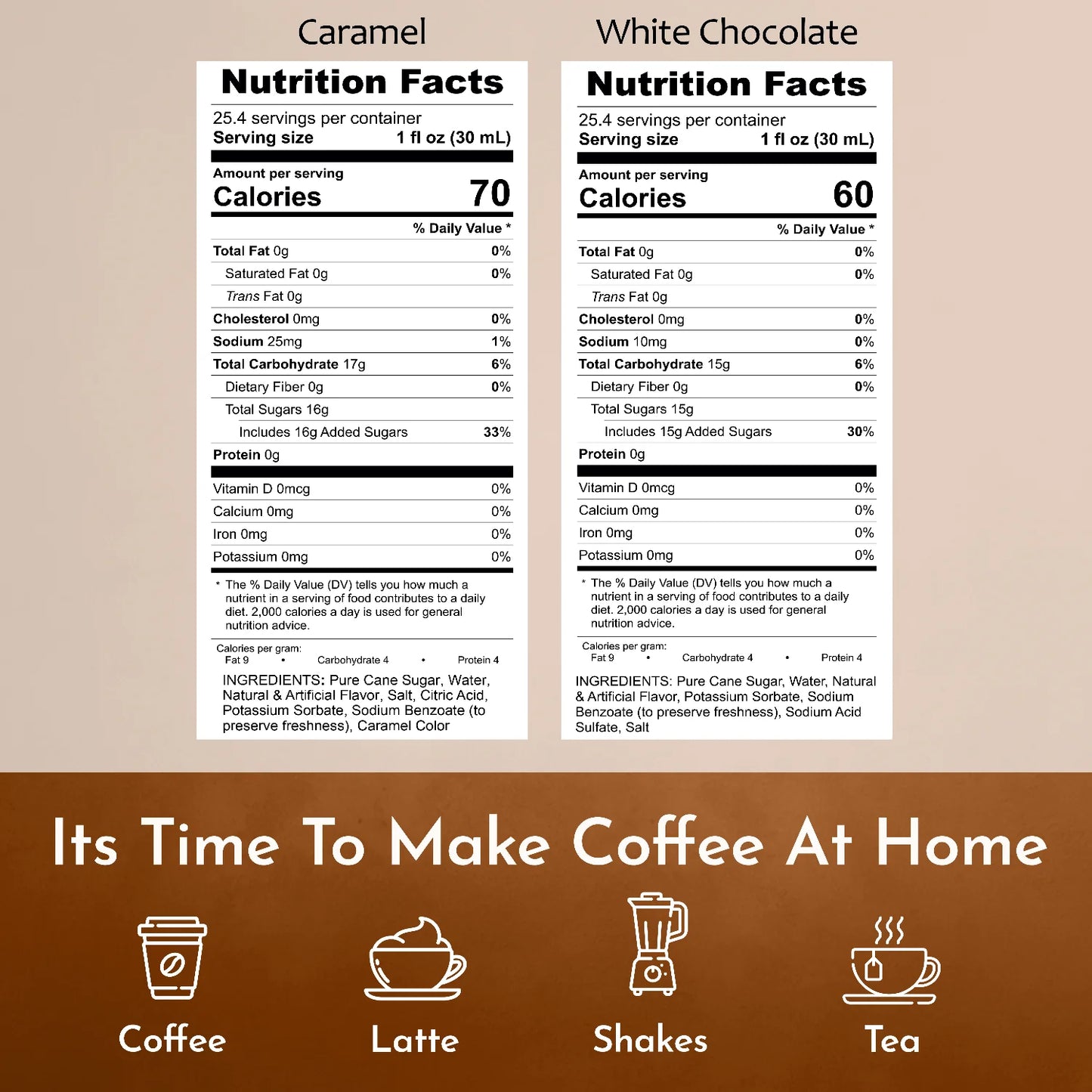 white chocolate caramel syrup nutrition facts 