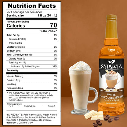 Syruvia white chocolate mocha coffee syrup nutrition facts 